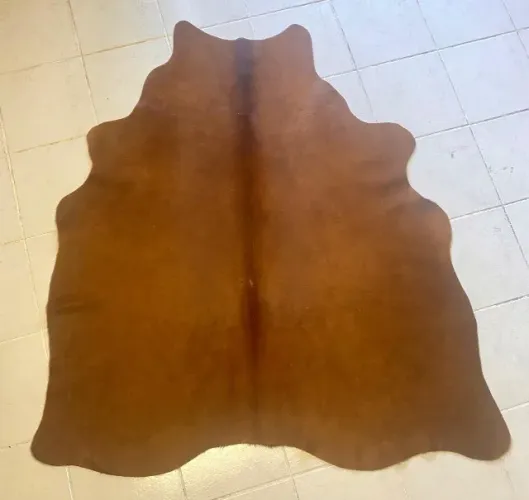 tapete de couro legitimo 1,55x1,40m marrom bp_1033