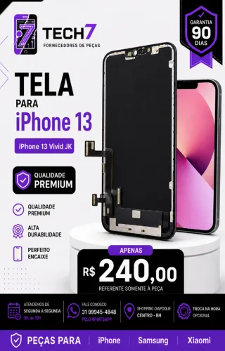 Tela iPhone 13 Vivid JK nova com garantia