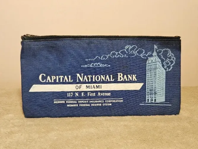 Malote Bancário Antigo Lona Capital National Bank Of Miami Vintage
