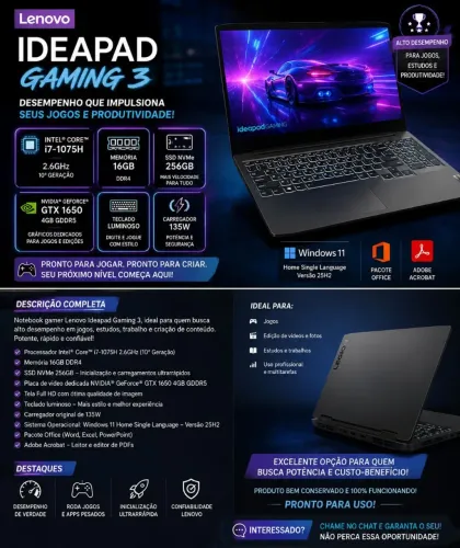 Notebook Lenovo Gamming 3