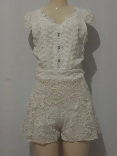 Duas peças vestido cetim e macacão rendado feminino adulto