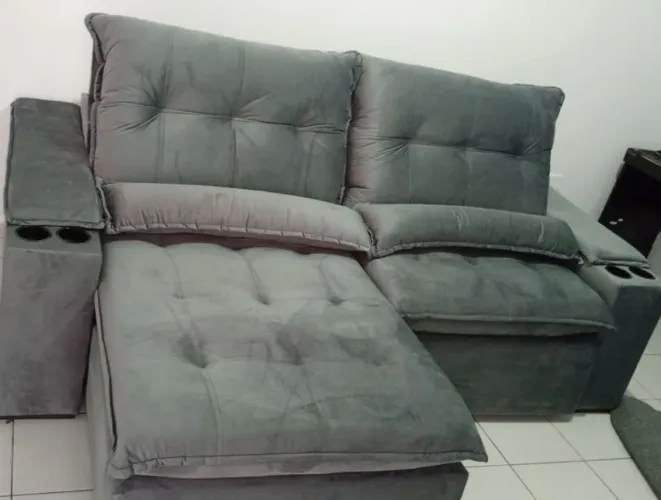 SOFÁ RECLINÁVEL E RETRÁTIL 2.30 FRETE PROMOCIONAL GRATUITO CATRACA BLINDADA PILOW TOP 20CM