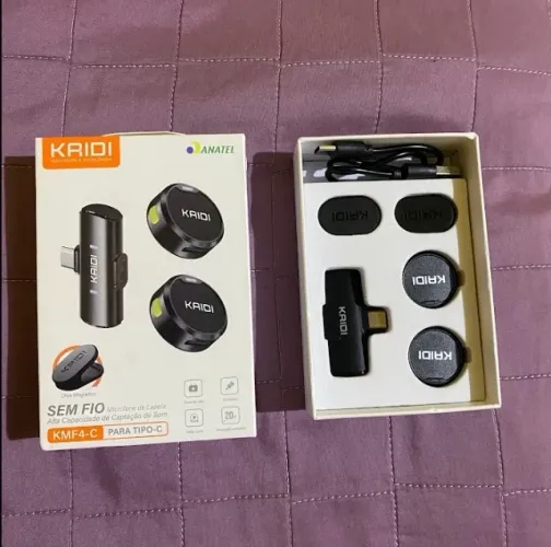 Microfone Sem Fio Kaidi KMF4-C (Tipo-C) - Novo na Caixa