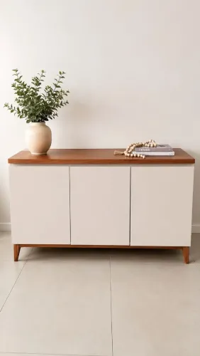 Balcão Buffet 3 portas MDF laqueado off white