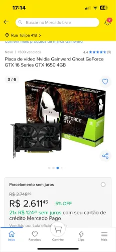 Placa de vídeo GTX 1650 GHOST 4GB