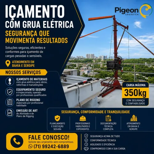 Içamento Elevação de Cargas, sensíveis e pesadas.