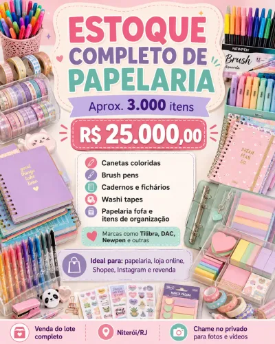 ? OPORTUNIDADE PARA EMPREENDEDORES ? ESTOQUE COMPLETO DE PAPELARIA À VENDA ?