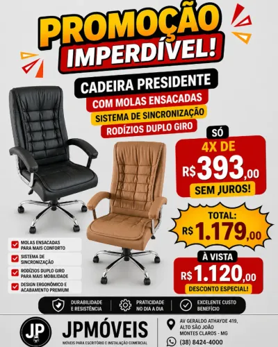 CADEIRA PRESIDENTE COM MOLAS ENSACADAS