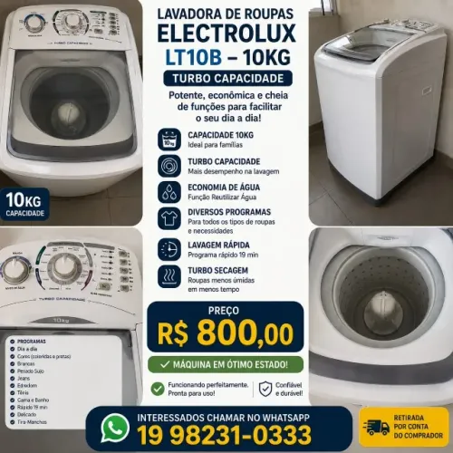 Maquina Lavar Roupas Electrolux 10kg