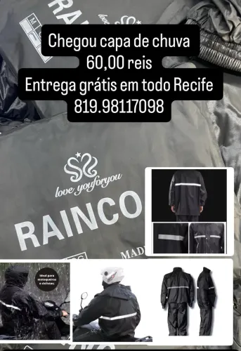 CAPA CHUVA 60$ ENTREGA GRÁTIS 
