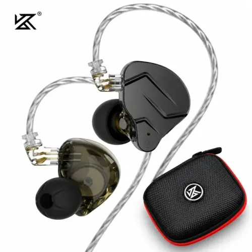 Fone de Ouvido Kz Zsn Pro Cinza Sem Microfone + Case Kz Cor Preto