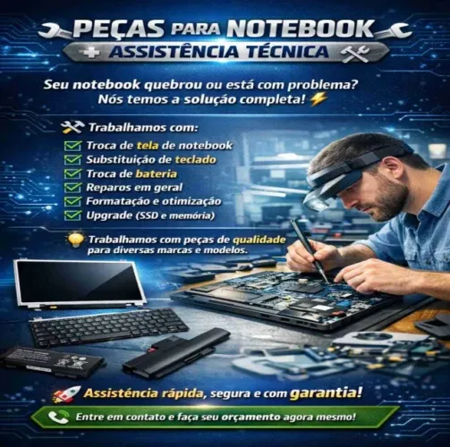 Seu notebook está quebrado? Temos peças: tela, teclado, fontes ! . 
