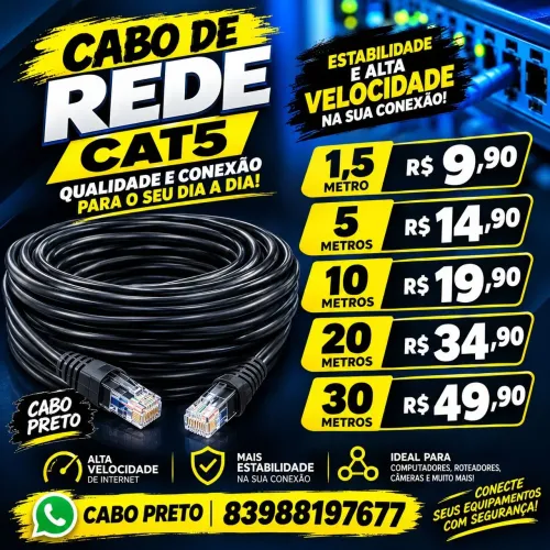 Cabo de rede cat5 Preto