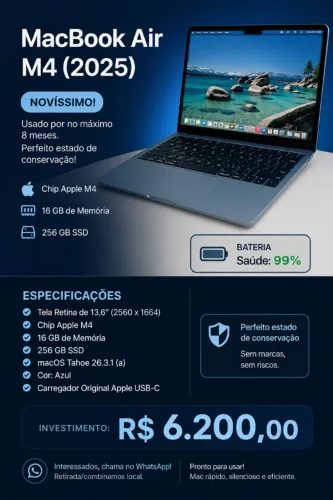 VENDO MACBOOK AIR M4 (2025) - IMPECÁVEL!