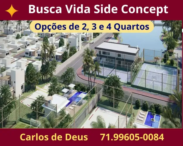 Busca Vida Side Concept, casas 2 quartos, 01 suíte, 70 m², 02 vagas, Lazer, Abrantes...
