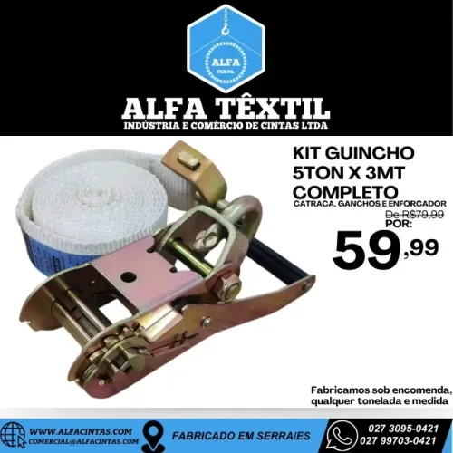 CONJUNTO GUINCHEIRO 5TON X 3MT C/ GANCHO GIRATORIO