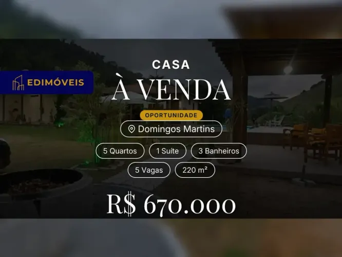 Casa Confortável com 5 Quartos e Churrasqueira em Domingos Martins