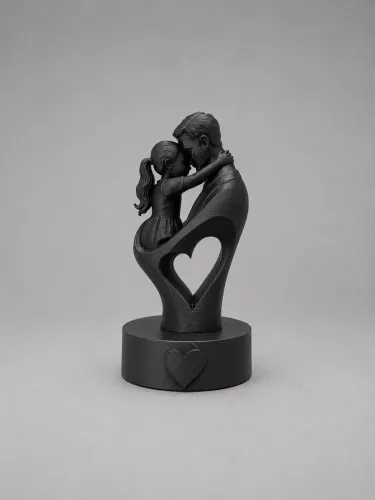 Estátua Pai E Filha Abraço Coração Decoração Presente Dia Dos Pais Impressão 3D PLA