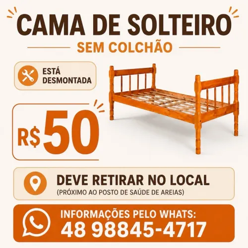 Cama de solteiro de madeira sem colchão - R$50