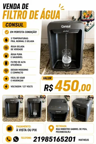 PURIFICADOR DE ÁGUA CONSUL GELA FÁCIL CPB33AF ? CINZA