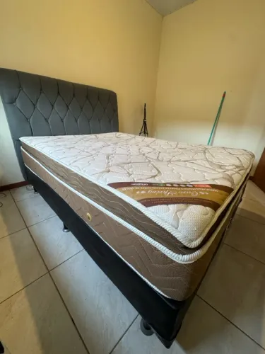 cama box casal completa com cabeceira e colchão