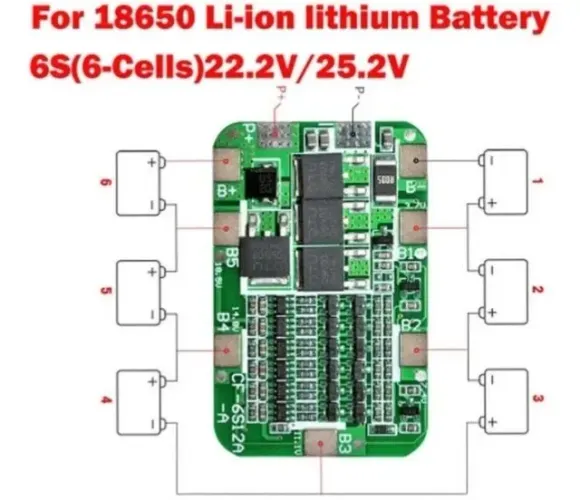 Bms 6s 15a 22v 24v Pack 6s8p Bat 18650 Proteção Balanceada  Arduino Automação COD-AM367