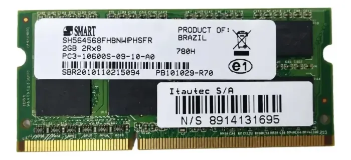 Memória Ram Smart 2gb 2rx8 Pc3-10600s-09-10 ddr3