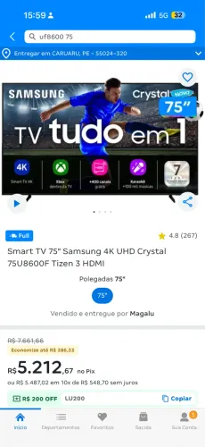 Tv 75 Lacrada nova smart em caruaru
