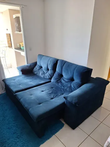 Sofá de 2 lugares retrátil e reclinável, cor azul
