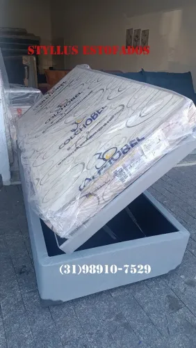 Cama box baú solteiro com colchão 