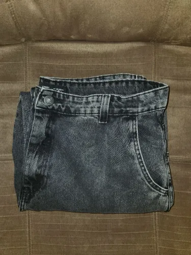 Calça Baggy Jeans com Bolsos Cargo Laterais Preto, Tamanho 46, Renner Original