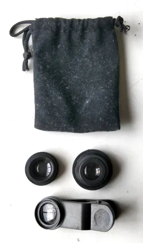 Kit de Lentes 3 em 1 para Smartphone (com Clip e Bolsinha) - Usado - Bom Estado