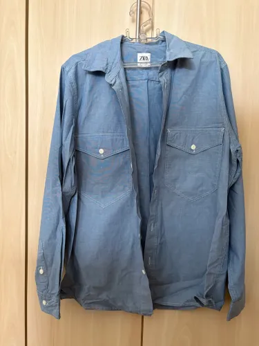 Camisa Jeans Azul Zara Masculina