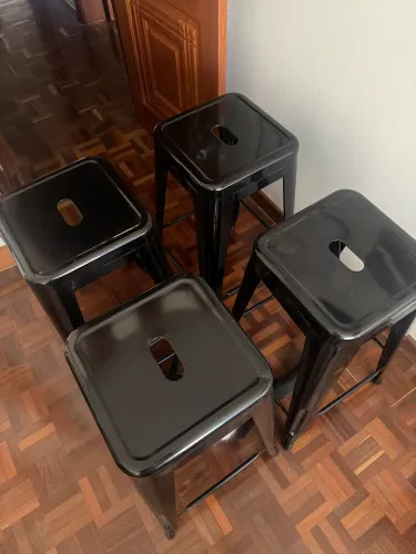 Kit 2 Banquetas Laráz Iron Tolix média 61 cm - Preto