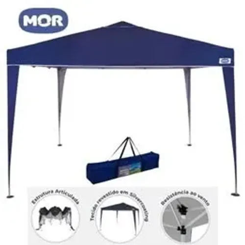 Gazebo Tenda Sanfonada MOR 3x3 X-Flex Oxford Azul FPS 100 Articulada Dobrável Praia Campin