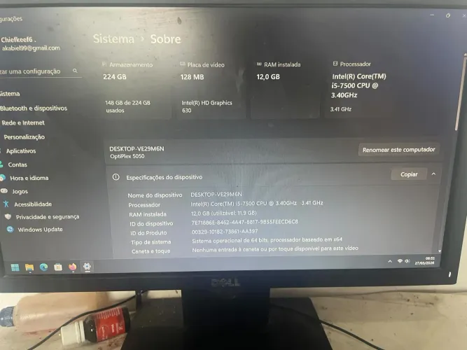 PC I5 7500 12GB ram 3200 e SSD