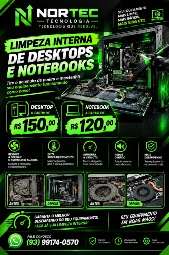 LIMPEZA INTERNA DE COMPUTADORES E NOTEBOOKS