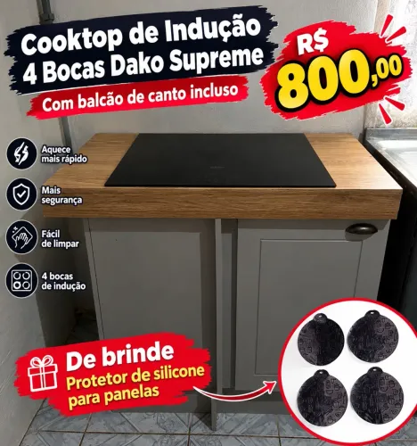 Cooktop De Indução 4 Bocas Com Trava De Segurança Dako