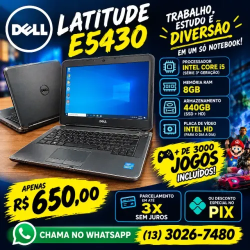 notebook dell latitude e5430, i5, 8gb, 440gb (ssd+HD), leia a descrição