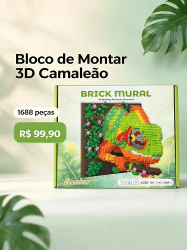 Bloco montar similar lego camaleão 3D