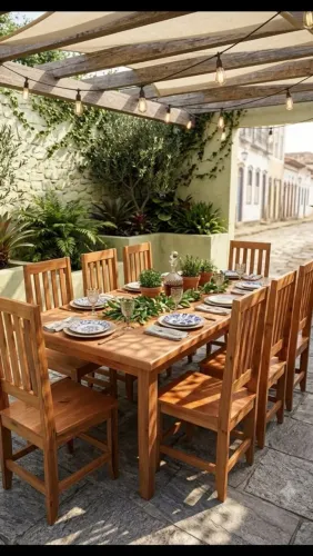 Mesa madeira com 8 cadeiras grande