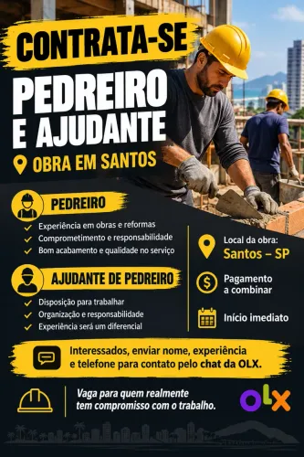 Contrata pedreiro e ajudante