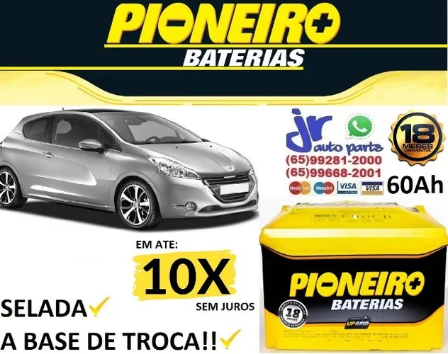 Bateria Pioneiro 60Ah Peugeot 208 12v 4