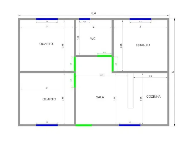 Construção de casa com 3 quartos, sala, cozinha, banheiro, de laje, 50m2, R$ 39.900+frete