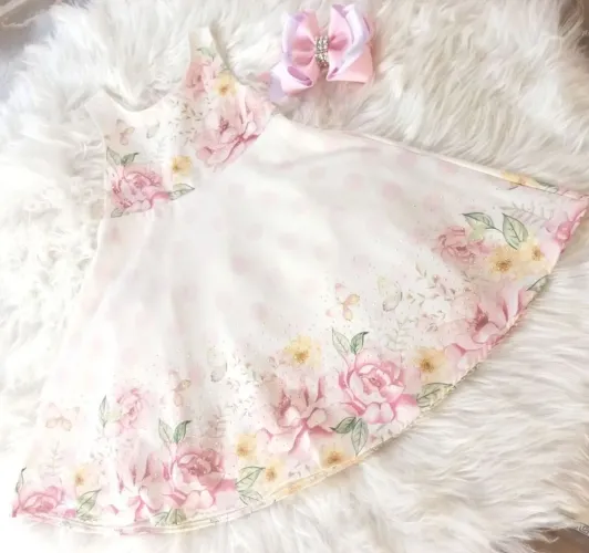 Vestido Infantil Floral MILON com Detalhes em Pedra Strassrias