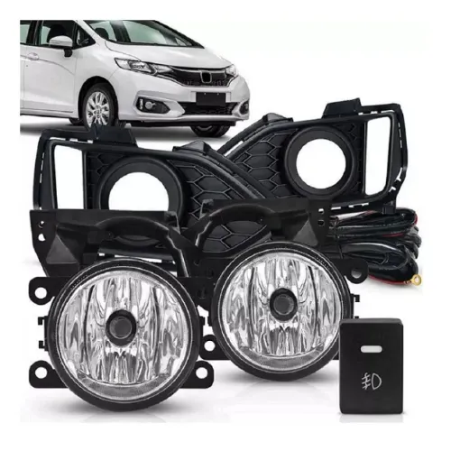 Kit Farol Milha Neblina Fit 2018 2019 2020 Com Furo Para DRL