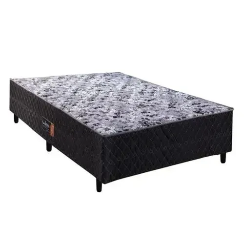 Cama Casal Black - Lateral: Tecido Poliéster Bordado Preto/Branco novo