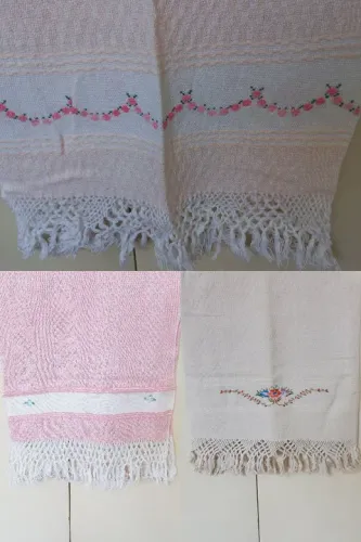 3 Toalhas de mão algodão bordada 