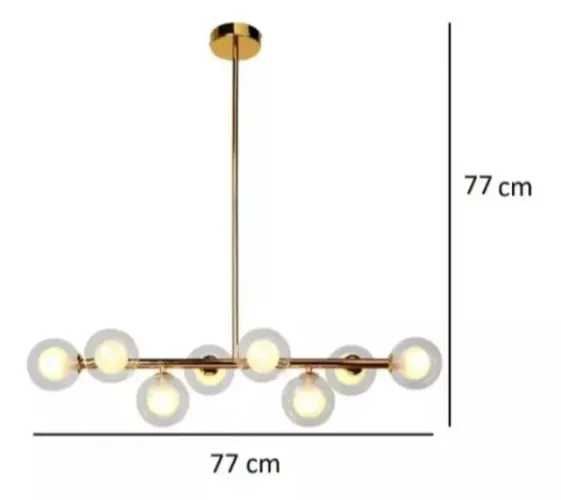 LUSTRE PENDENTE MOLECULAR DOURADO DE VIDRO 8X LAMPADA G9 INCLUSA 