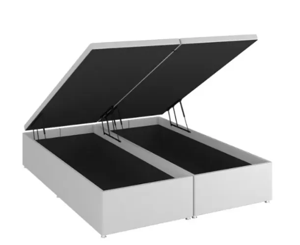 Base baú cama king size corino branco 